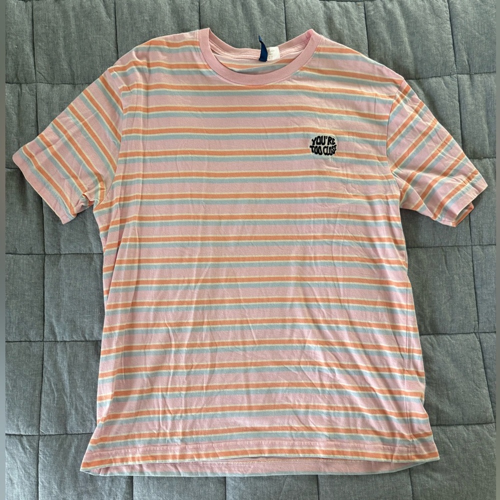 H&M Multicolor Striped Pink Men’s Tshirt Size L